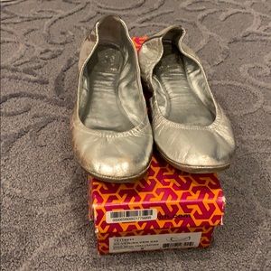 Silver Tory Burch Flats